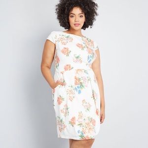 Elegant Reflections Sheath Dress White Floral - SM